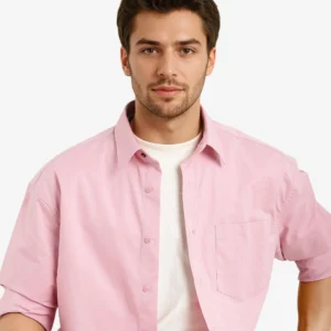 boxy fit plain shirt crofty pastel pink